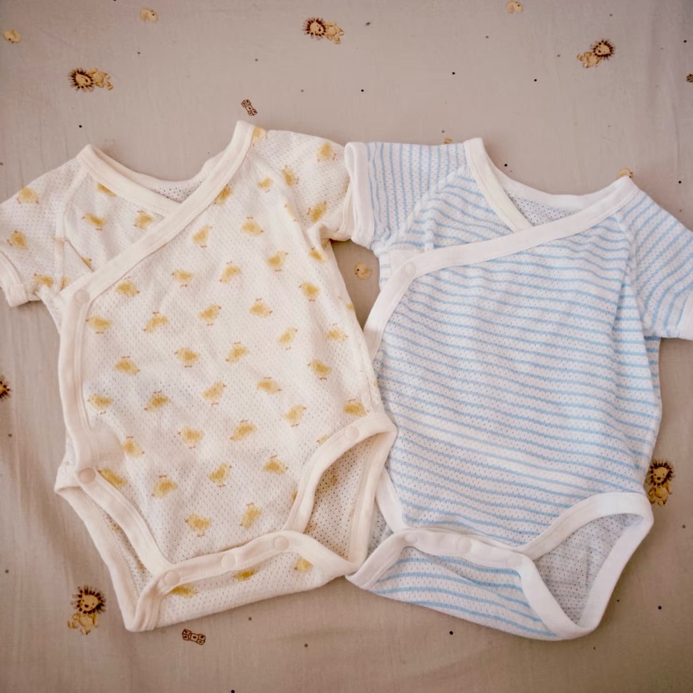 Uniqlo Baby Bodysuit Set - Yellow Duck and Blue Stripe